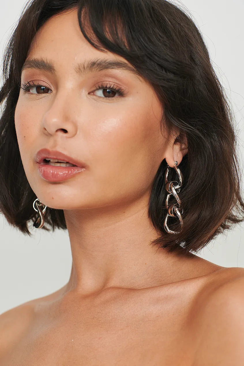 Chunky Chain Earrings Silver