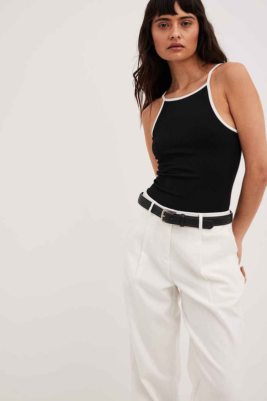 Na-kd Contrast Binding Detail Tank Top