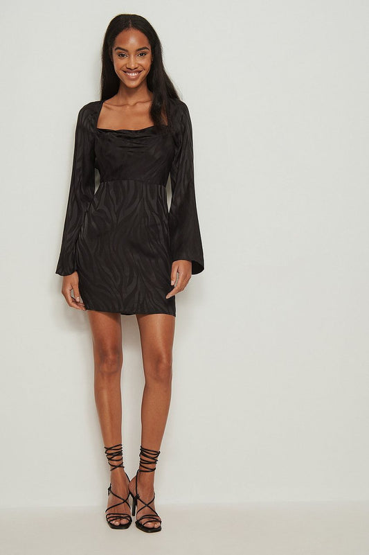 Cowl Neck Jacquard Zebra Dress