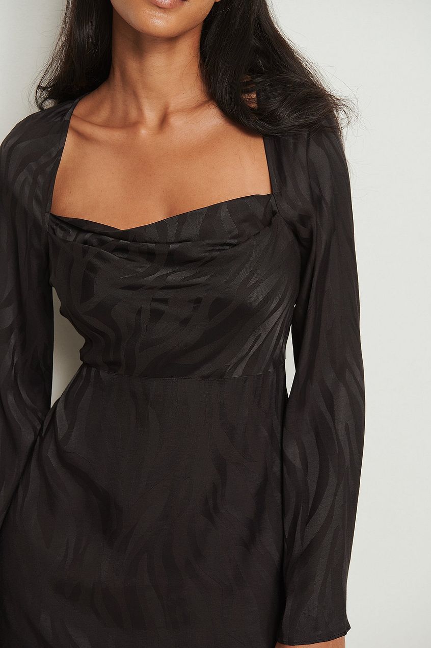 Cowl Neck Jacquard Zebra Dress