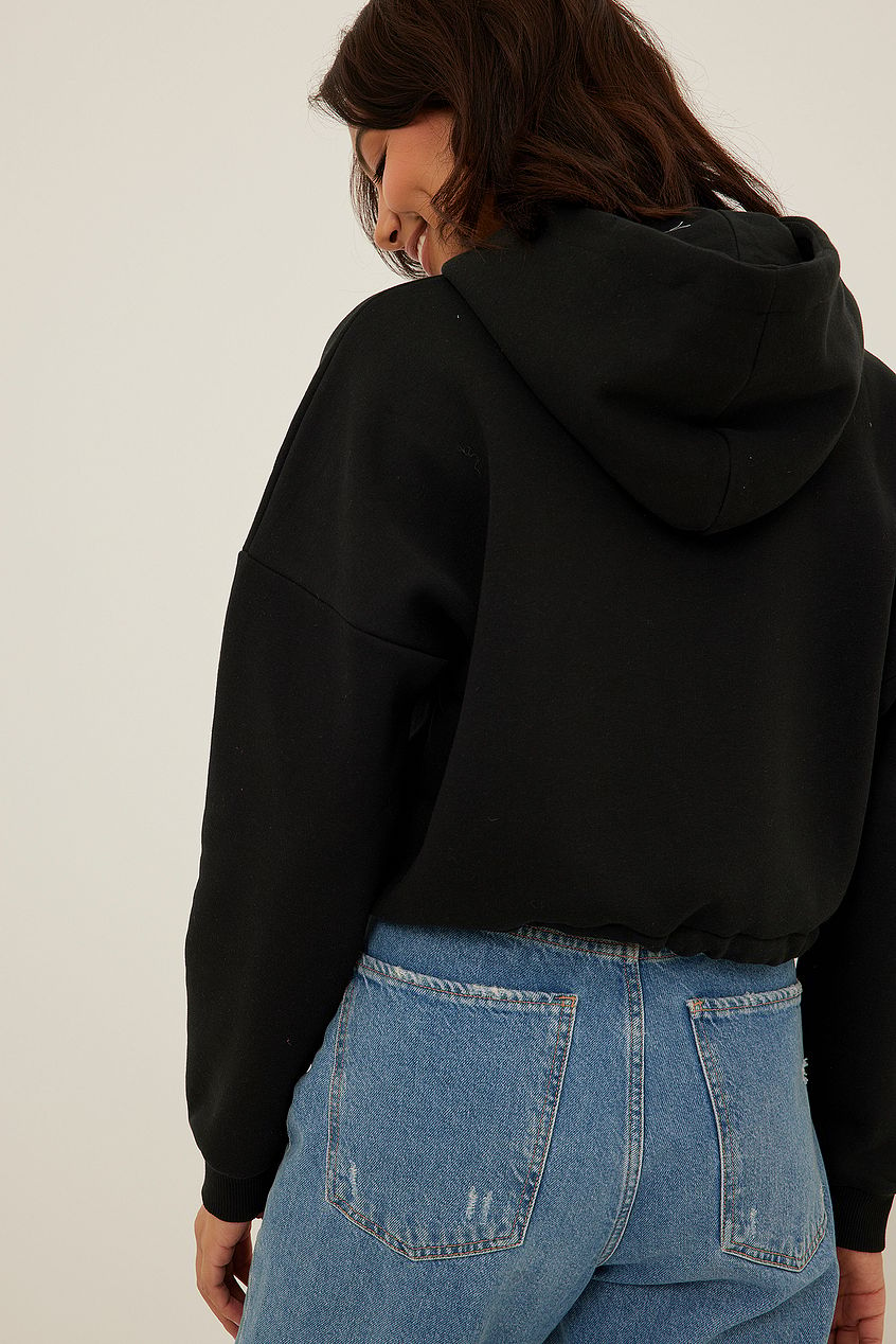 Cropped Drawstring Detail Hoodie