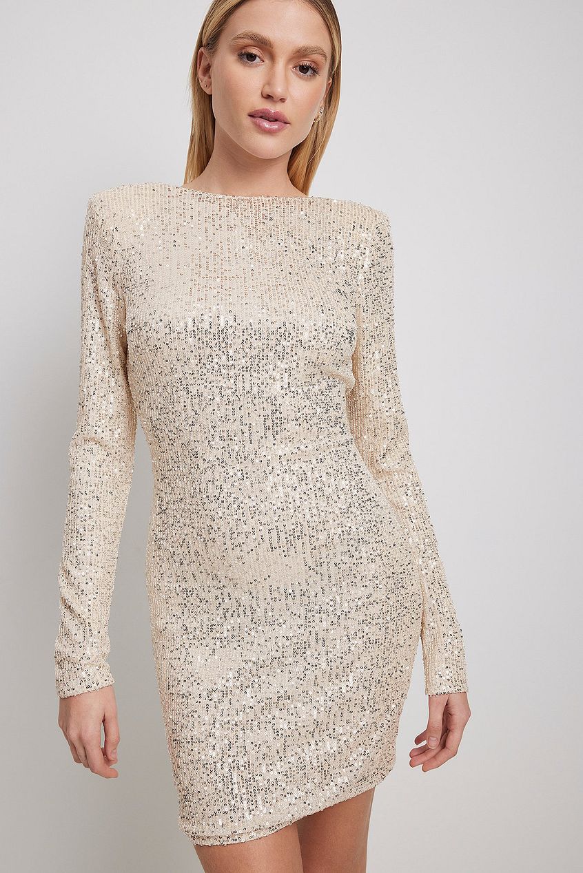 Deep Back Sequin Mini Dress