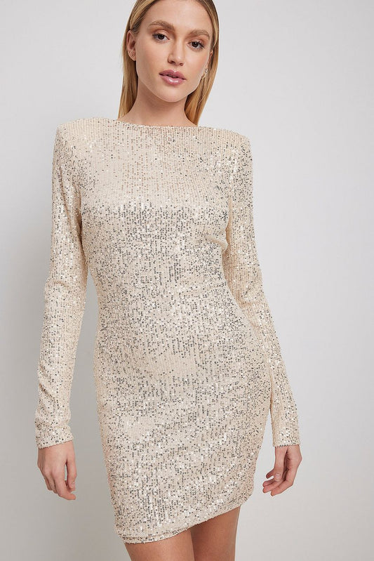 Deep Back Sequin Mini Dress