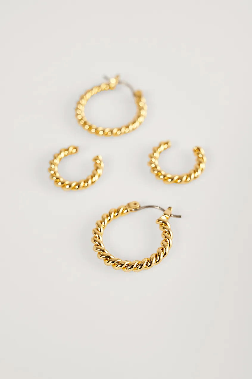 Double Pack 18K Twisted Hoops Gold