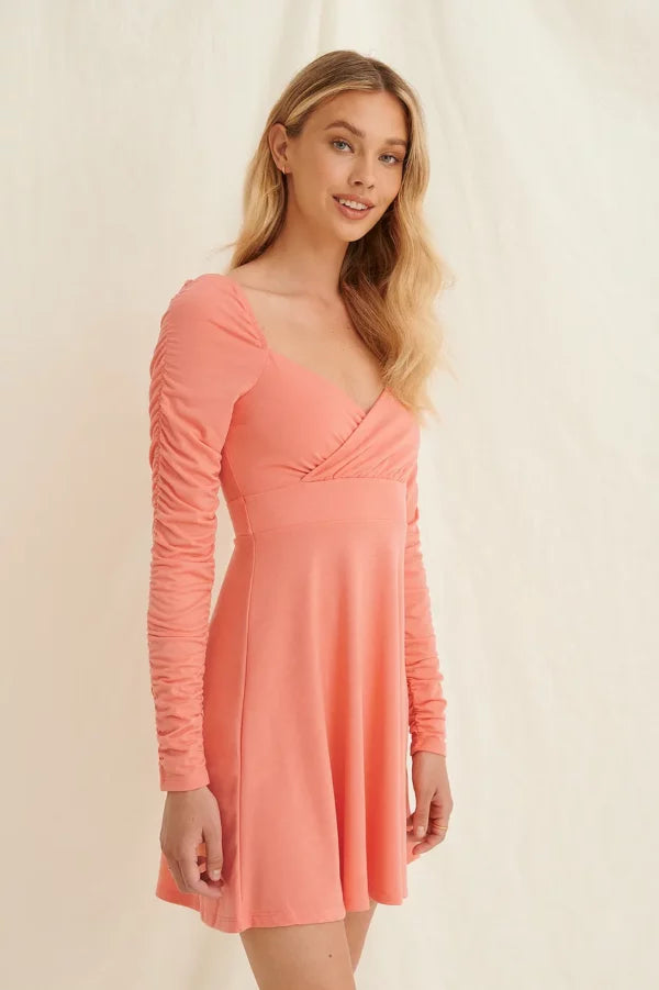 Draped Detail Recycled Long Sleeve Dress