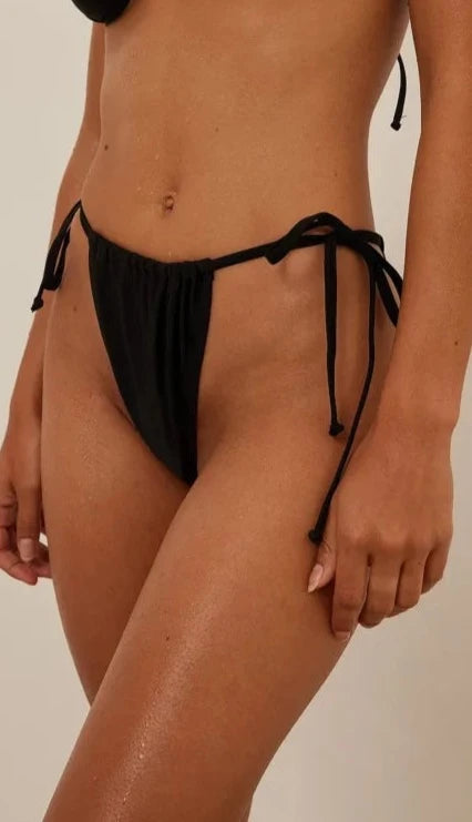 Drawstring Tie High Cut Bikini Panty
