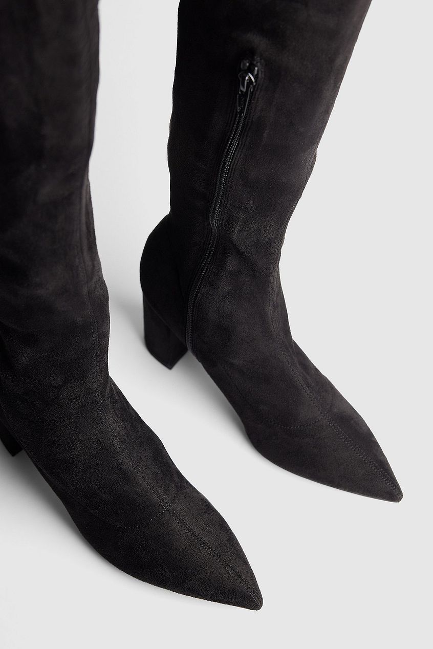 Faux Suede Overknee Boots