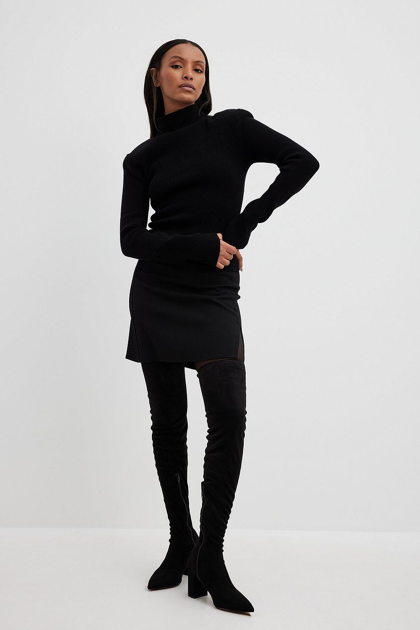 Faux Suede Overknee Boots