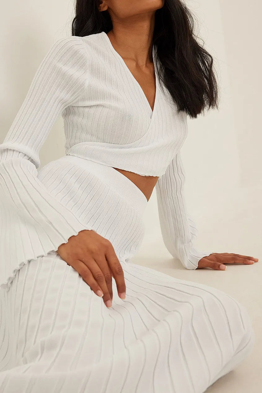 Fine Knitted Cropped Wrap Top