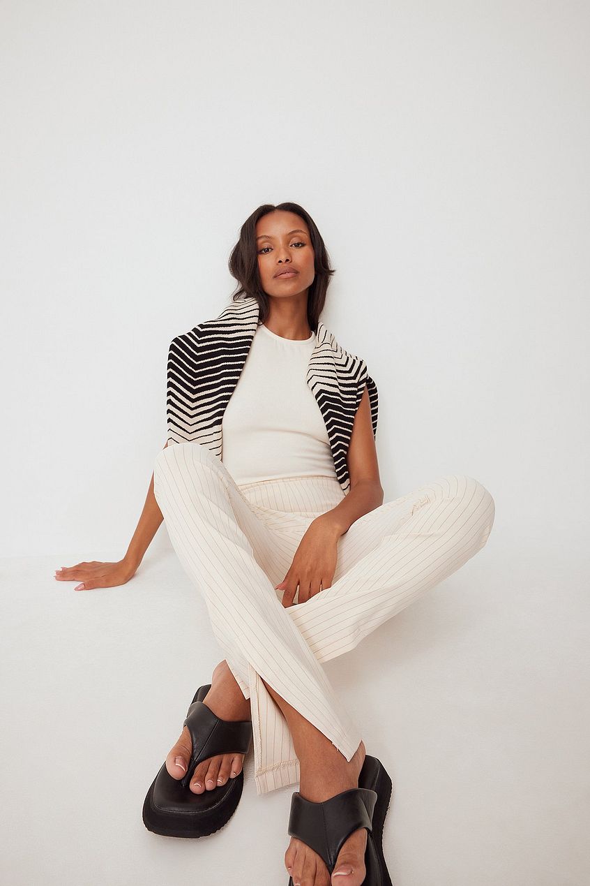 Fitted Slit Detail Pants
