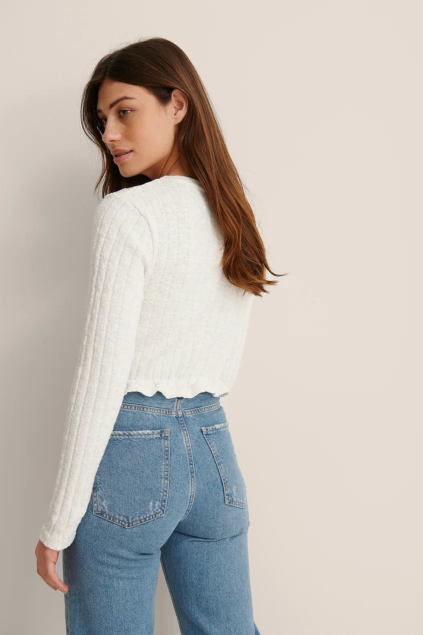 Flounce Detail Long Sleeve Top