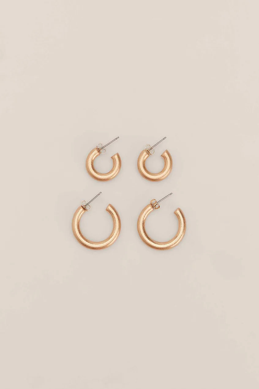 Frosted Multipack Chubby Hoops Gold