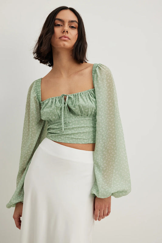 Gathered cup chiffon Blouse