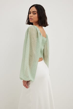 Gathered cup chiffon Blouse