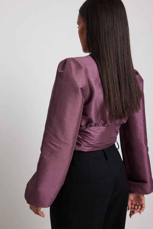 Gathered Waist Balloon Sleeve Blouse