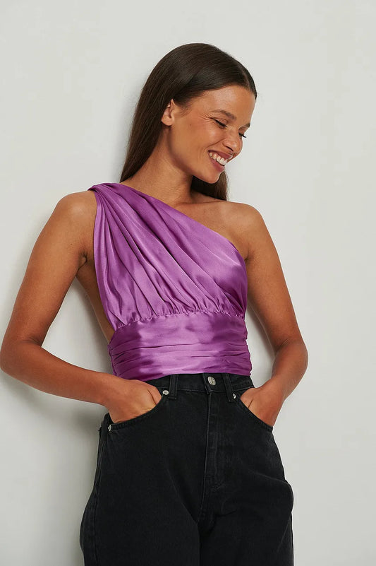 Gathered Waist Satin Top