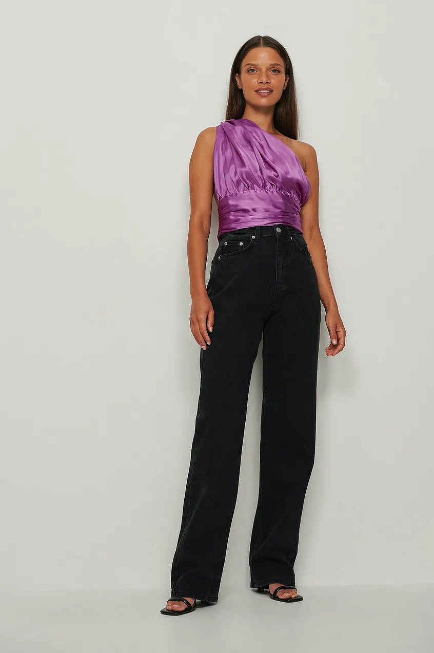 Gathered Waist Satin Top