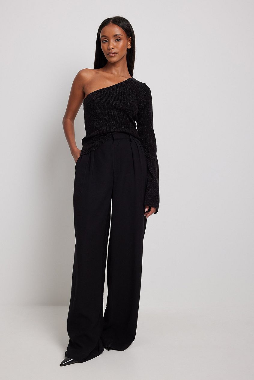 Glitter Knitted One Shoulder Top