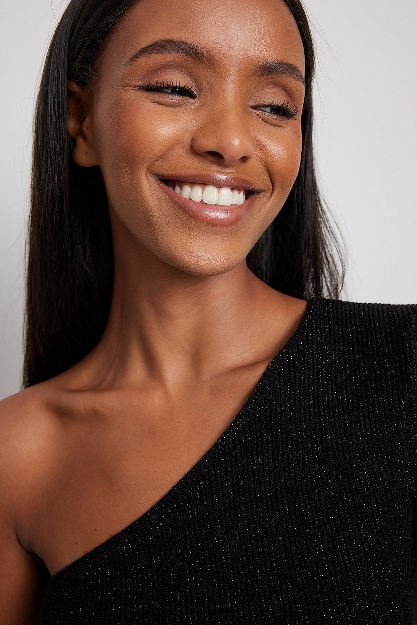 Glitter Knitted One Shoulder Top
