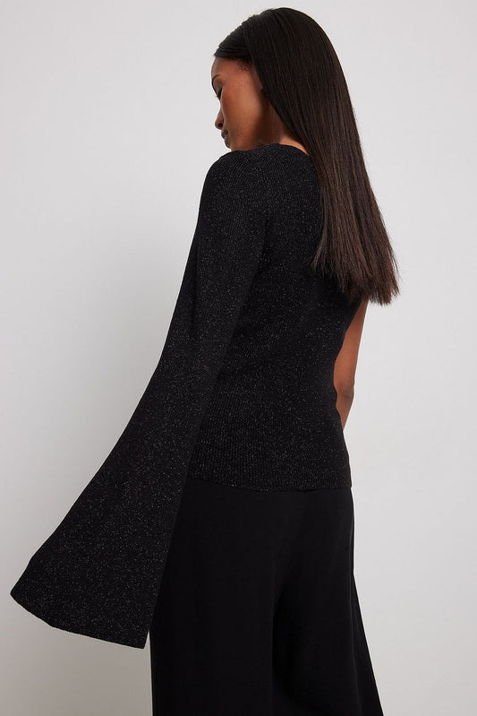 Glitter Knitted One Shoulder Top