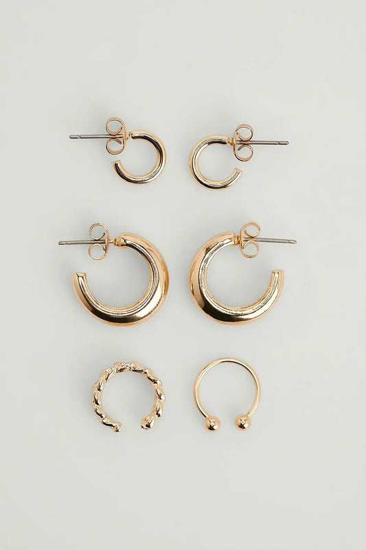 Mixed Hoop & Cuff Set Gold