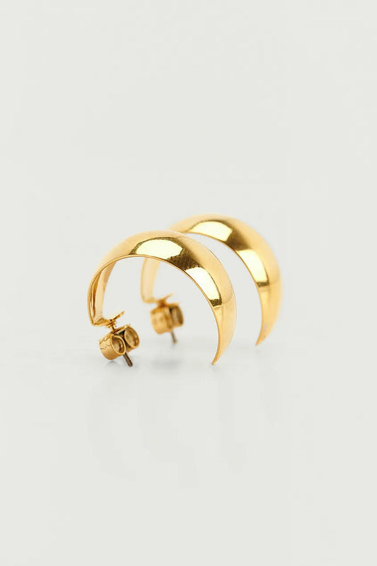 Gold Plated Wide Hoop Earrings