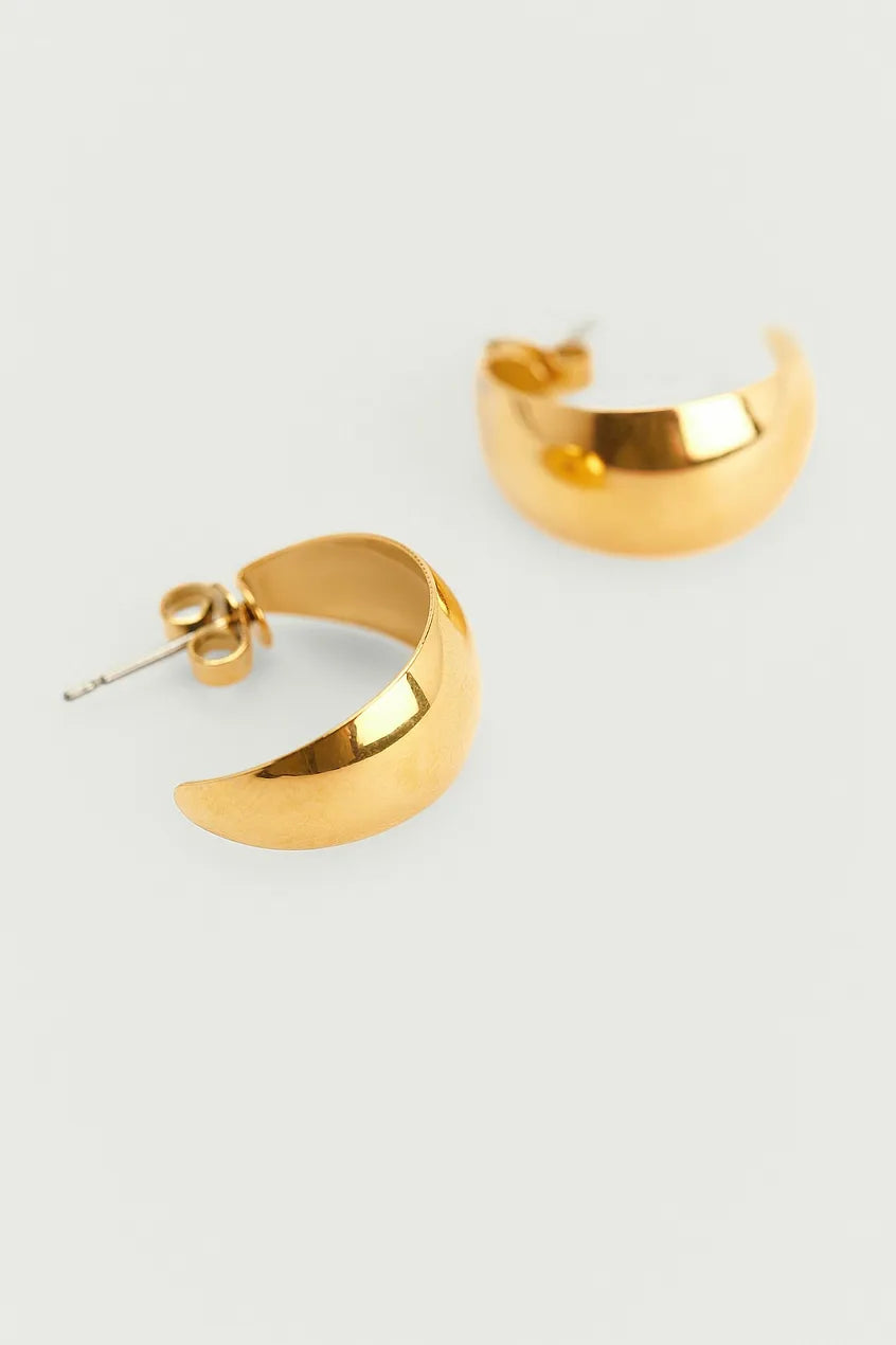 Gold Plated Wide Hoop Earrings