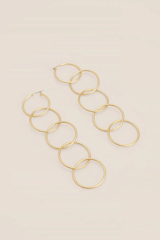 Hanging Rings Earrings Gold