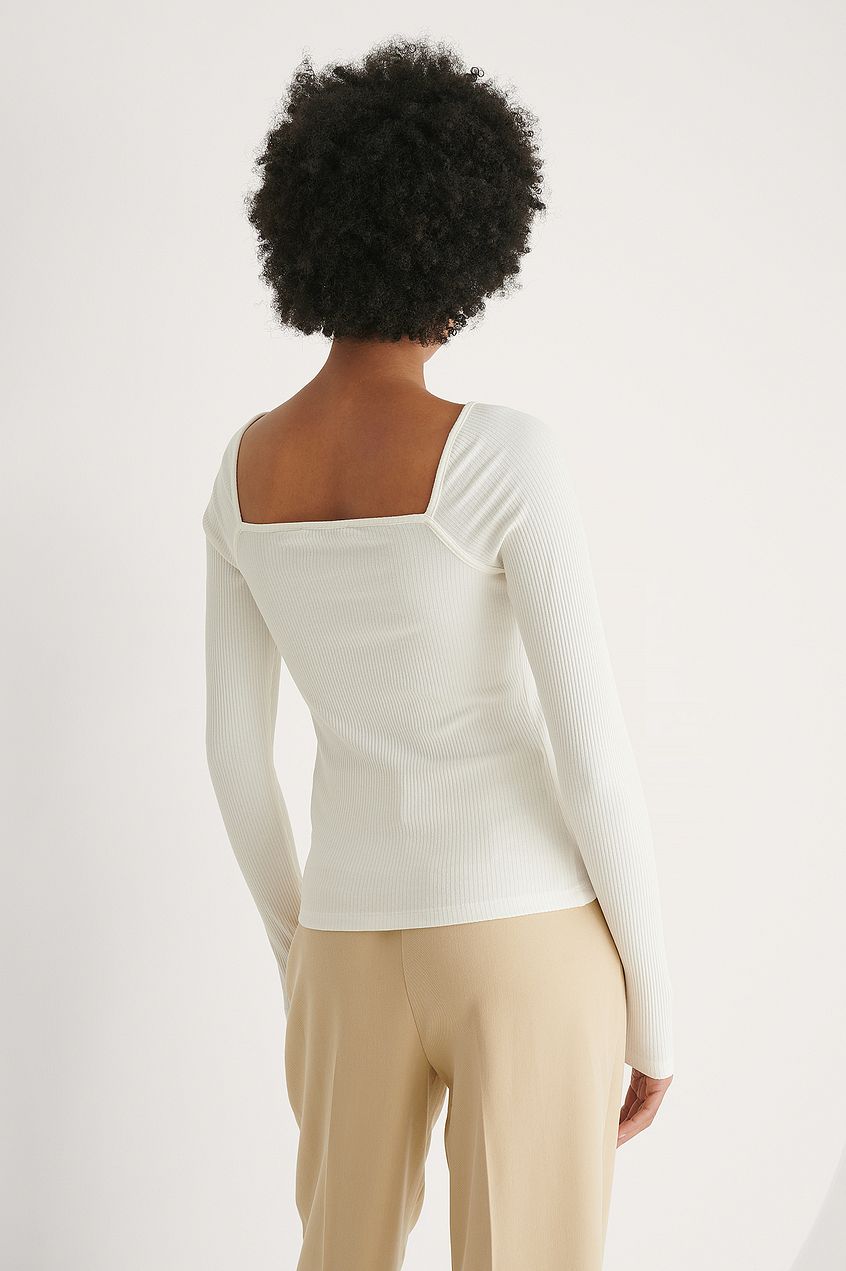 Heart Neckline Ribbed Top