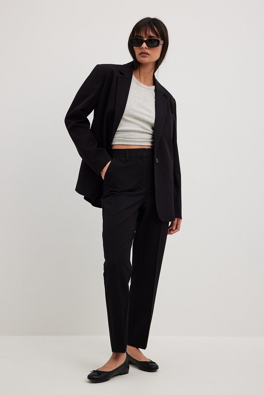 Heavy Ankle High Waist Suit Pants