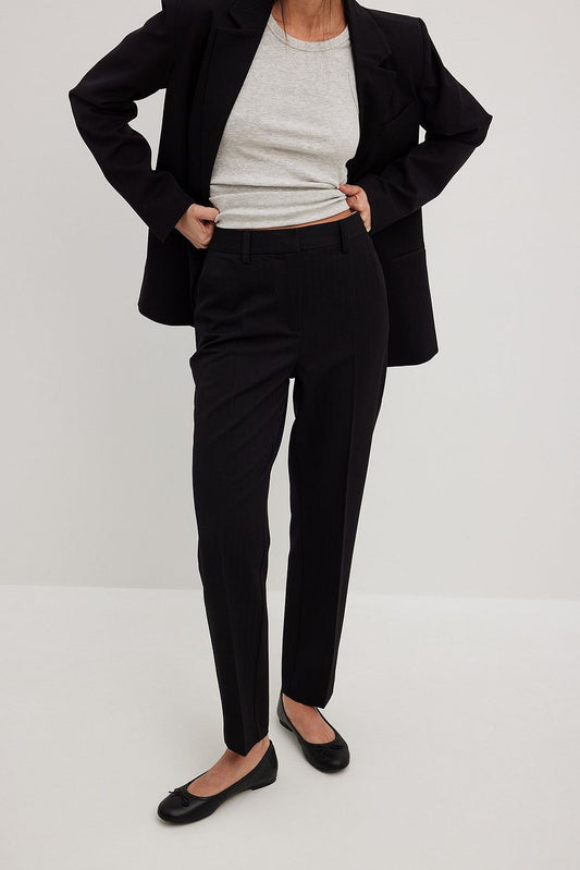 Heavy Ankle High Waist Suit Pants