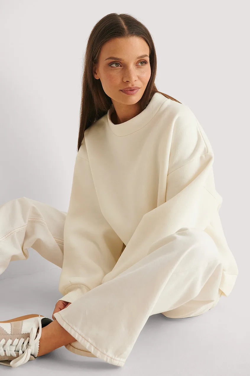 High Neck Detail Sweatshirt Offwhite