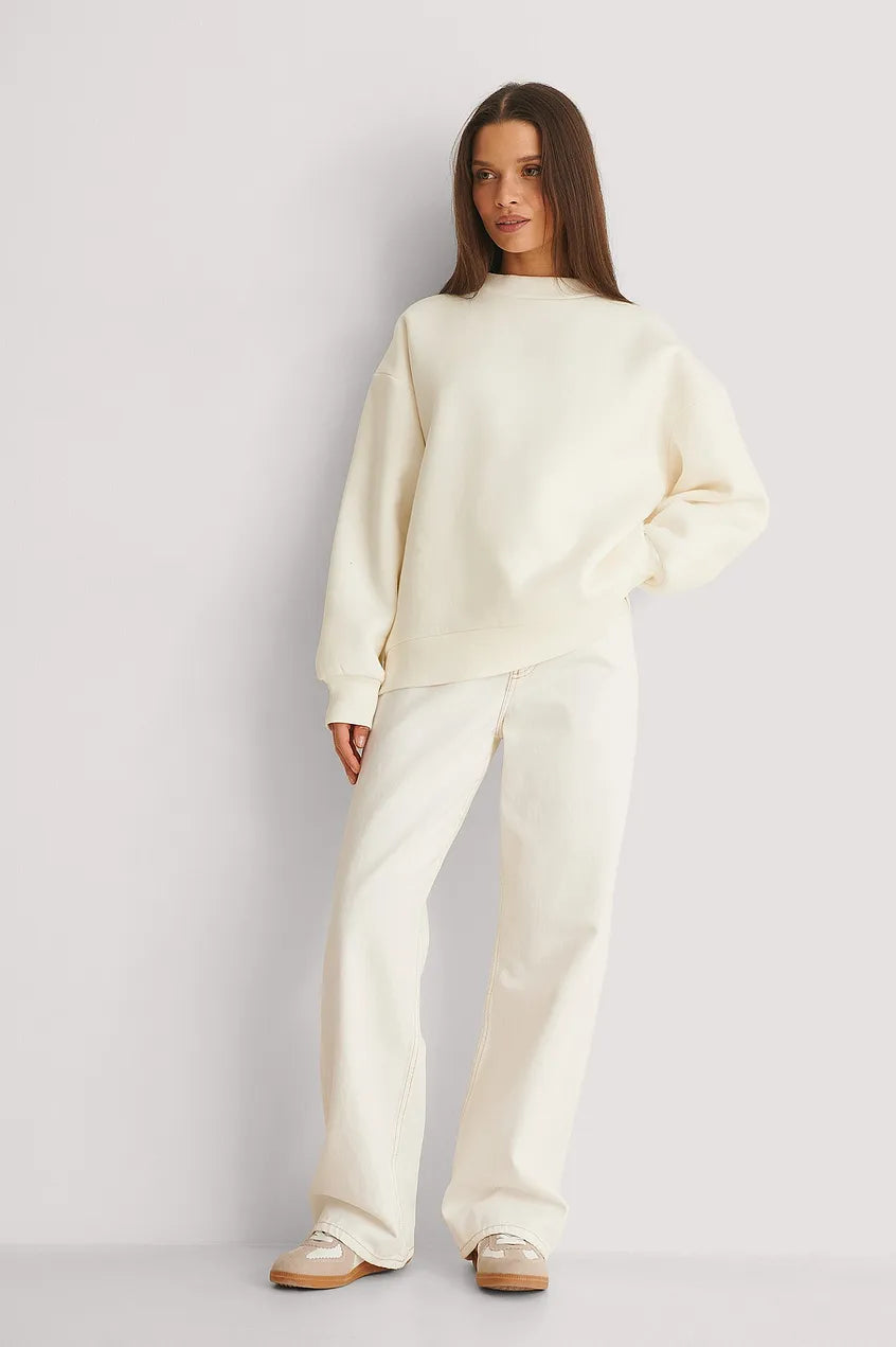 High Neck Detail Sweatshirt Offwhite
