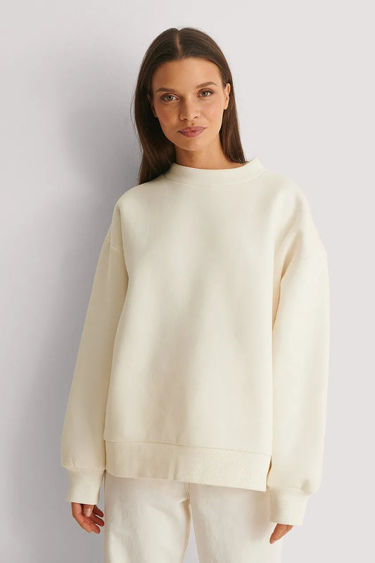 High Neck Detail Sweatshirt Offwhite