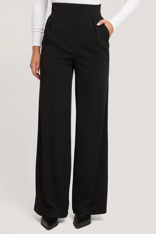 High Waisted Wide Leg Suit Pants Black