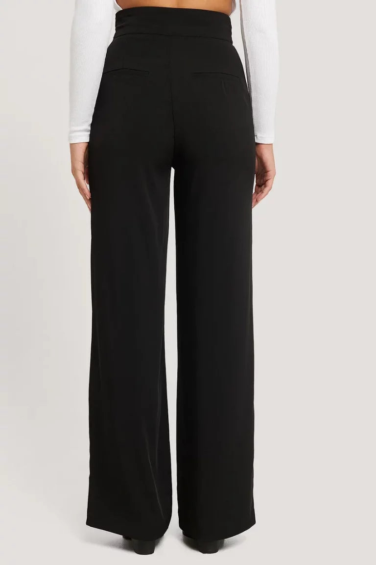 High Waisted Wide Leg Suit Pants Black