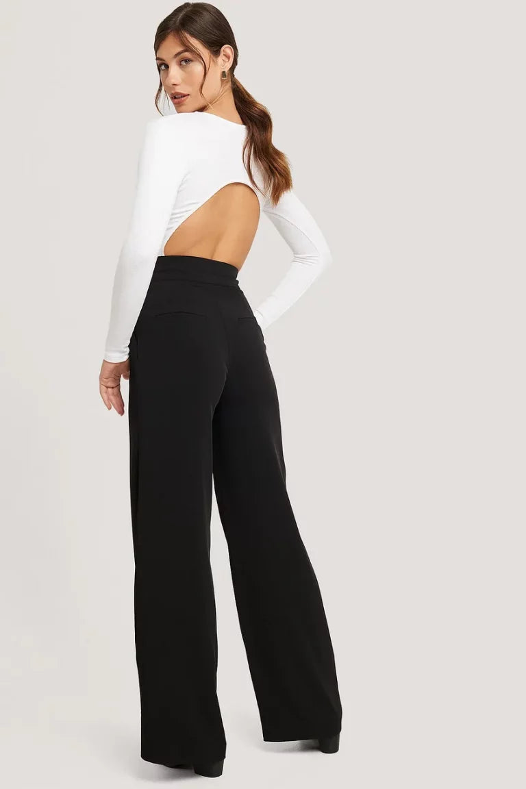 High Waisted Wide Leg Suit Pants Black