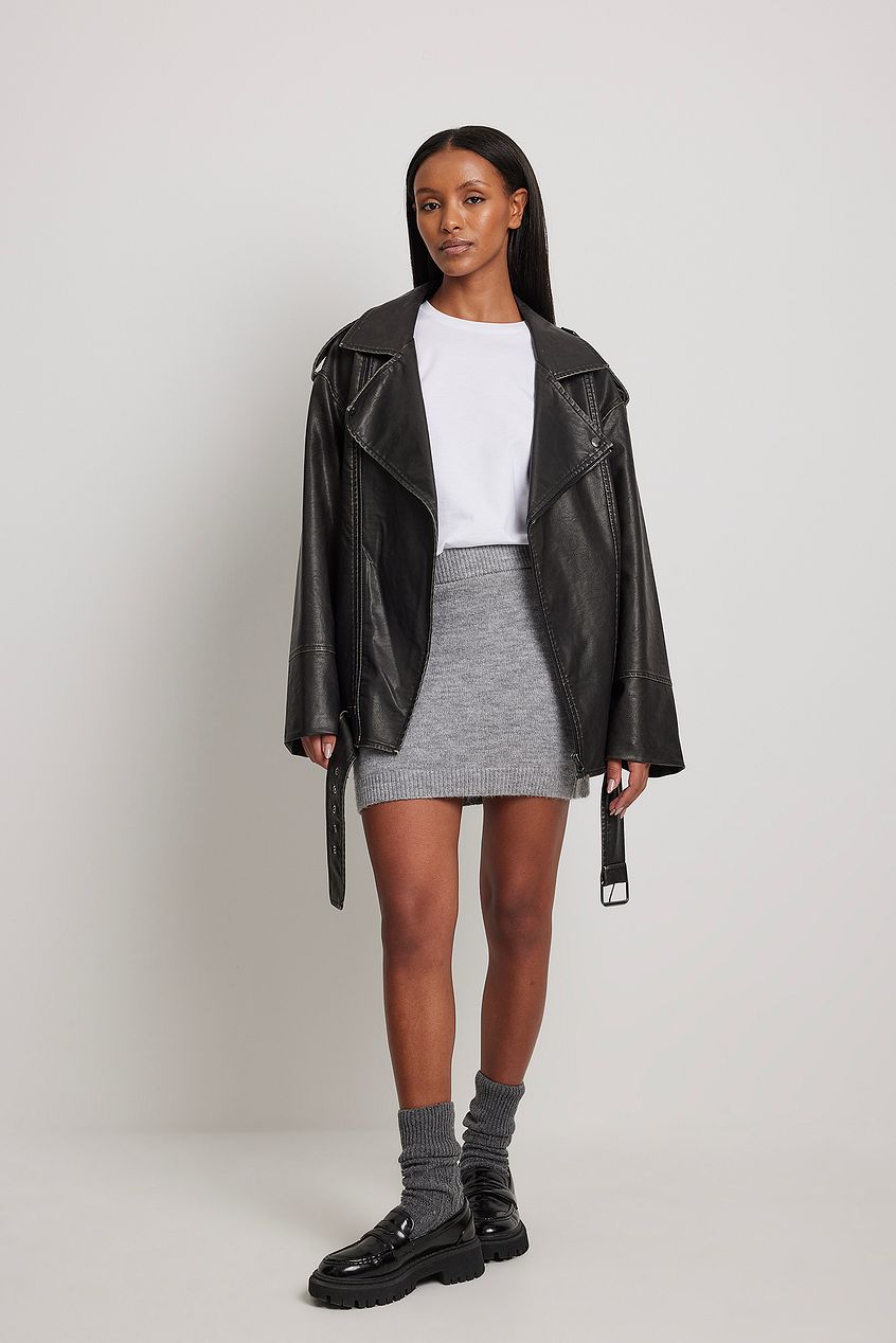 Knitted Low Waist Mini Skirt