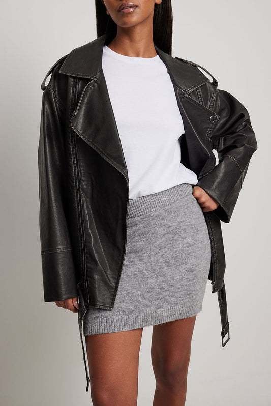 Knitted Low Waist Mini Skirt