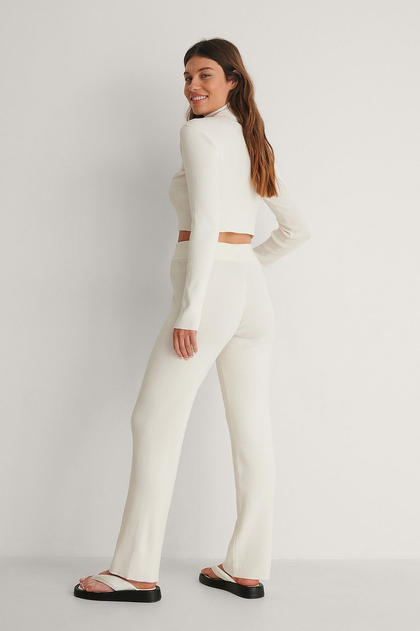 Knitted Ribbed High Waist Pants