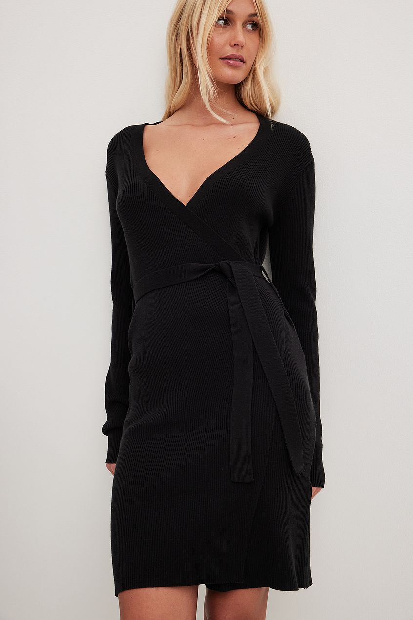 Knitted Wrap Midi Dress