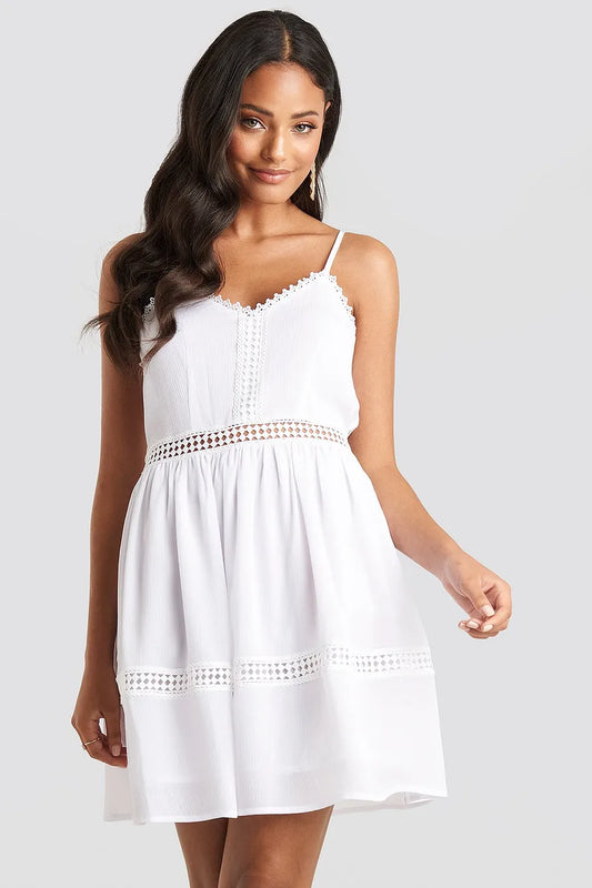 Lace Insert Flowy Mini Dress