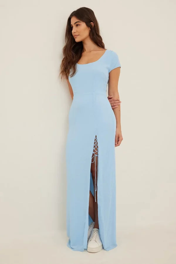 Lacing Detail Maxi Dress Blue