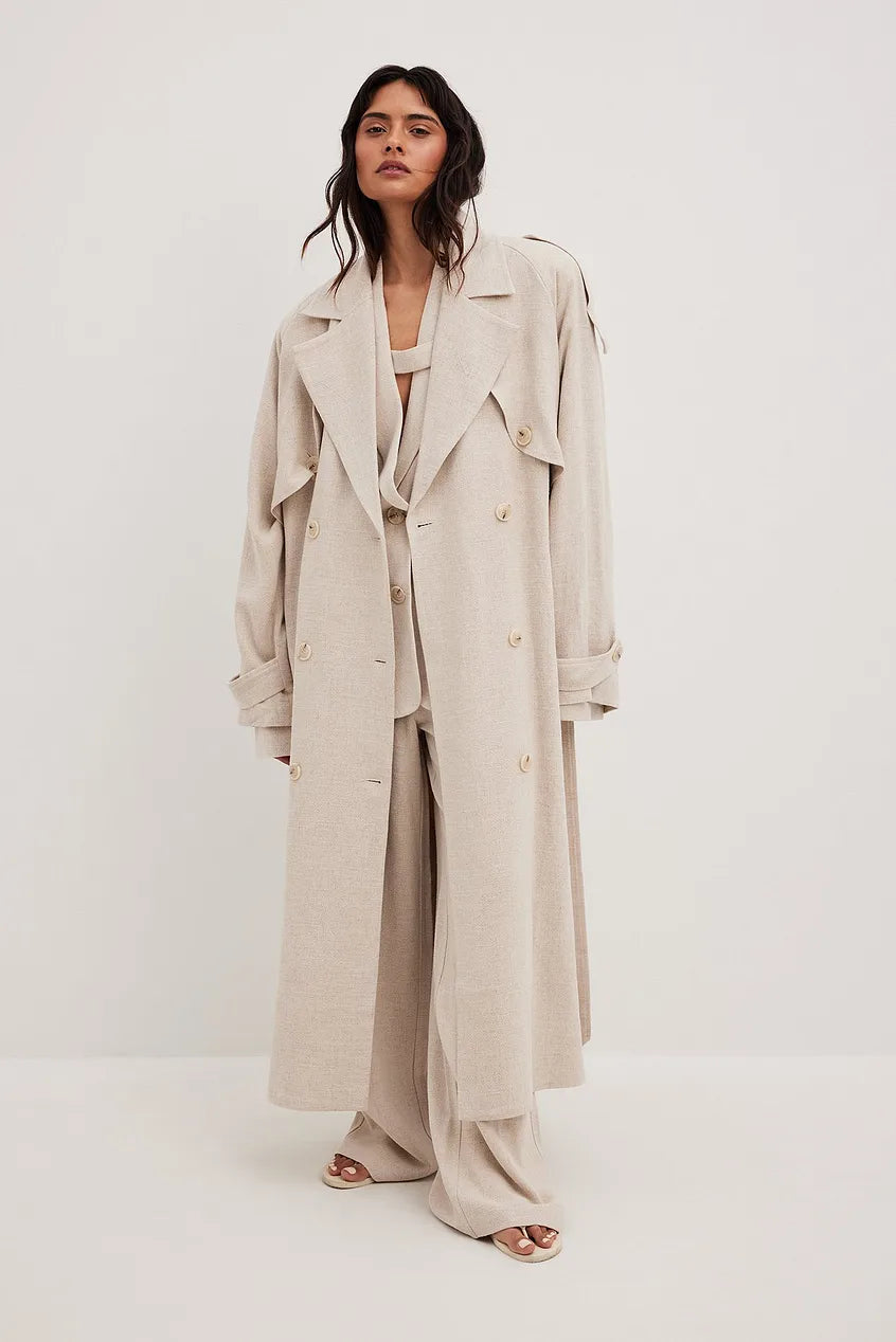 Linen Blend Trench Coat