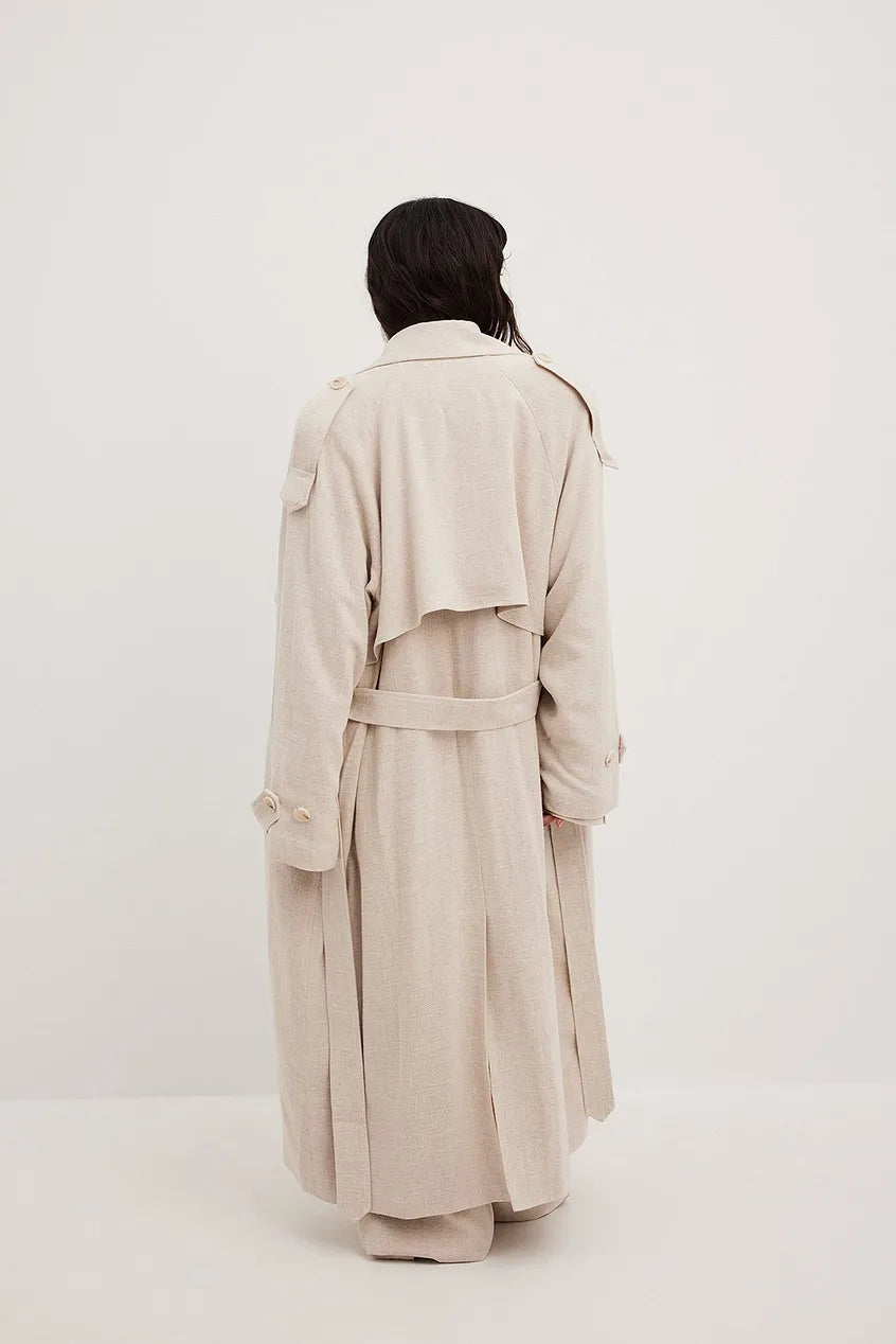 Linen Blend Trench Coat