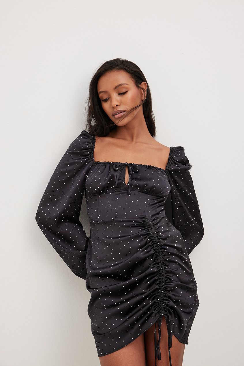 Long Sleeve Gathered Mini Dress