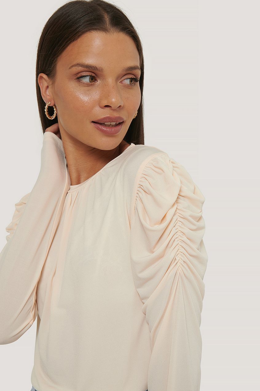 Long Sleeve Gathered shoulder top