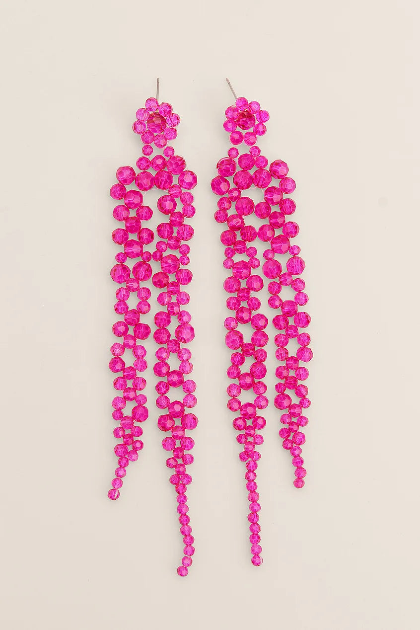 Long Strass Earrings Pink