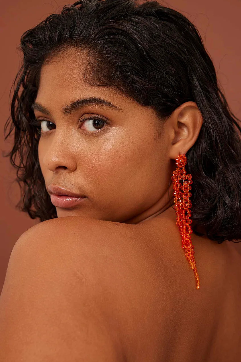 Long Strass Earrings Orange