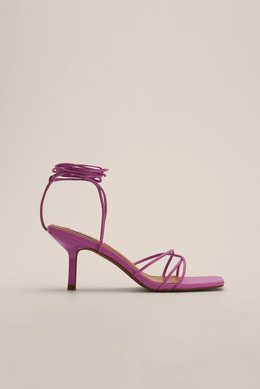 Low Stiletto Ankle Strap Heels Pink
